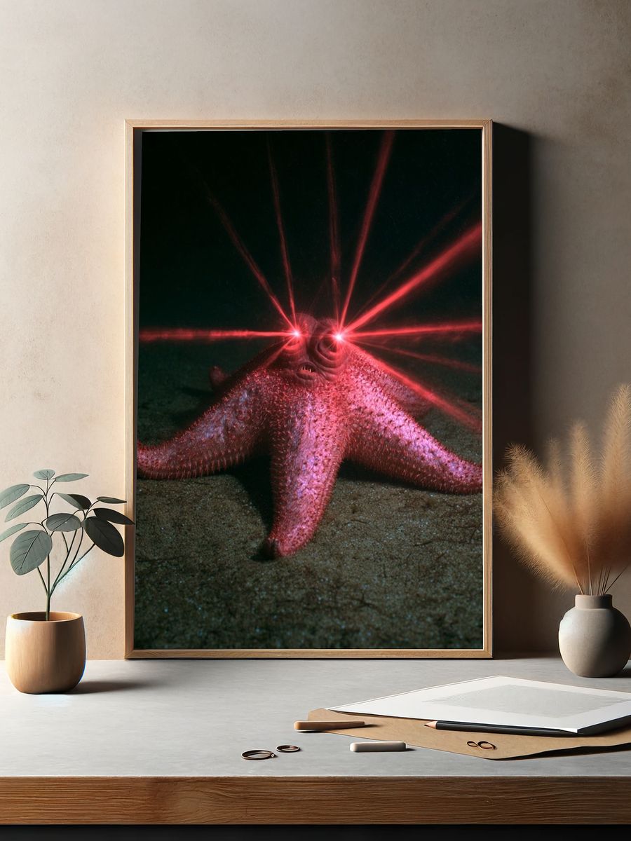 Laser-Eyed Starfish Photography Poster. — room view 2