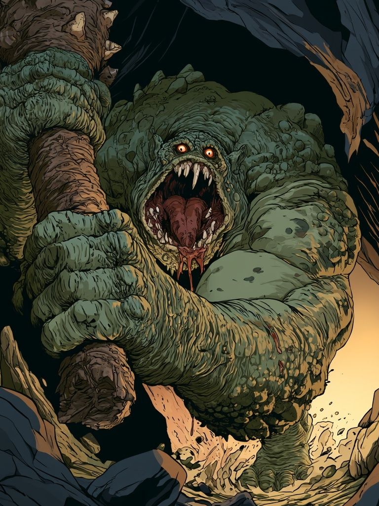 Cave Monster Illustration Poster. poster — illustration art