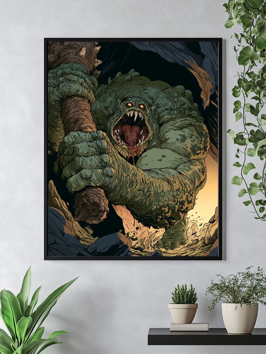 Cave Monster Illustration Poster. — room view 4