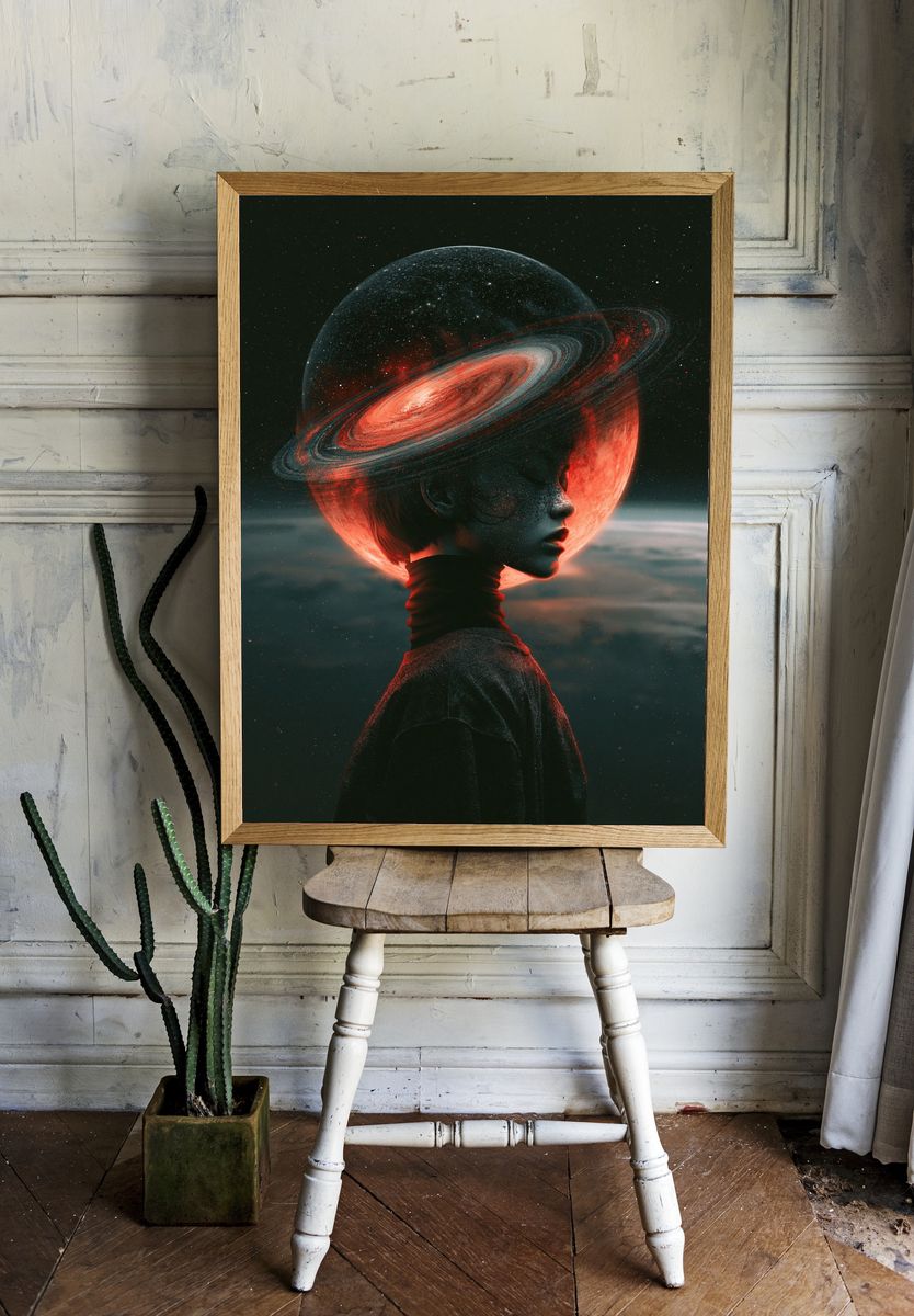 Celestial Portrait Surrealism Poster. — room view 1
