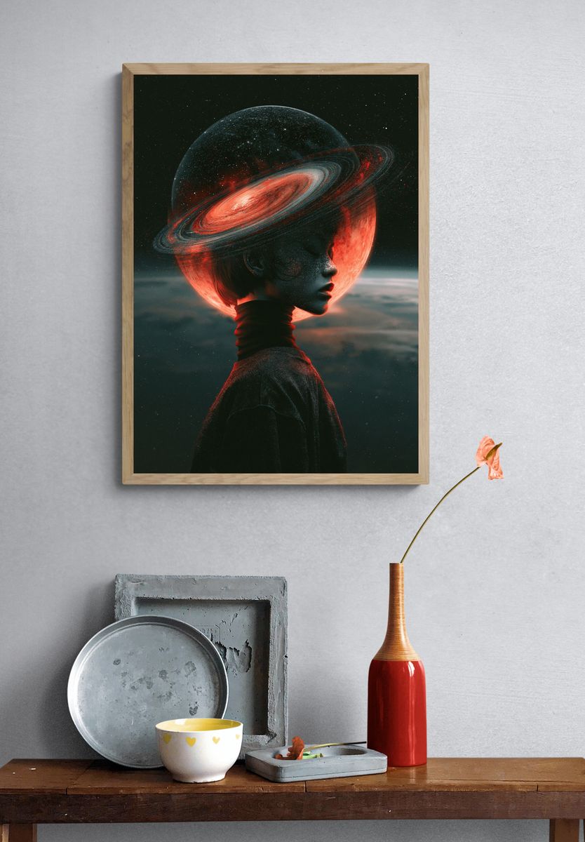 Celestial Portrait Surrealism Poster. — room view 3