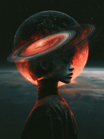 Celestial Portrait Surrealism Poster.