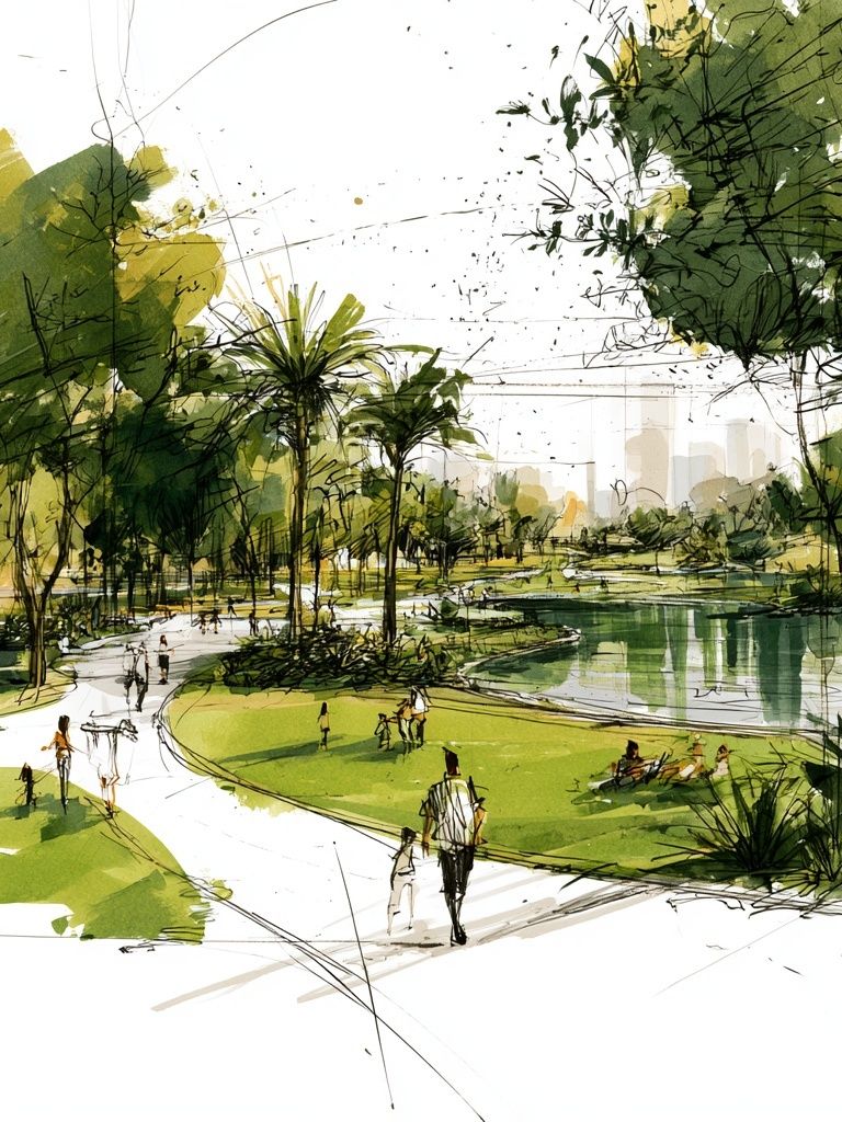 Urban Park Sketch Poster. poster detail