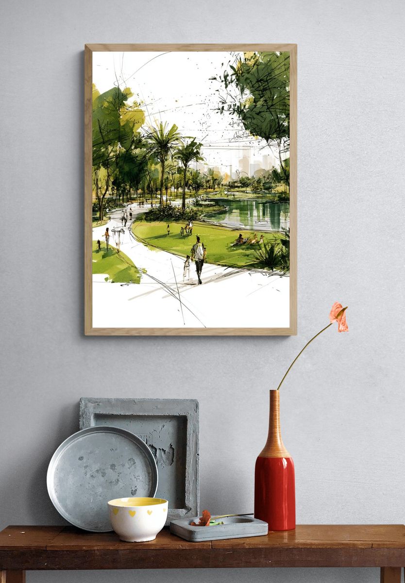 Urban Park Sketch Poster. — room view 3