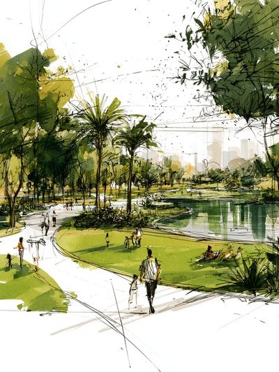 Urban Park Sketch Poster. poster