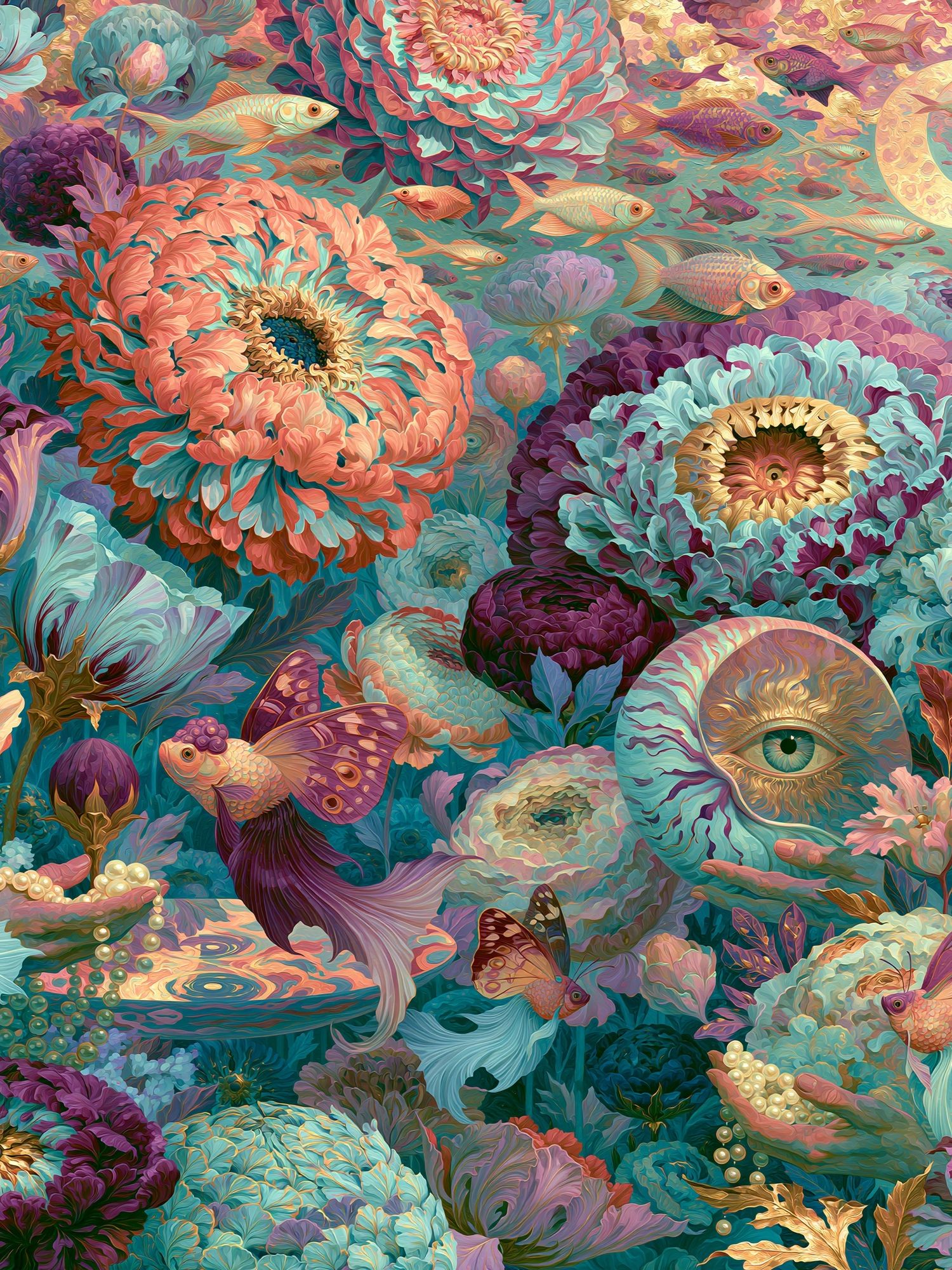 Surreal Floral Fish Poster. poster detail