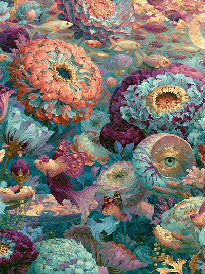 Surreal Floral Fish Poster. poster print