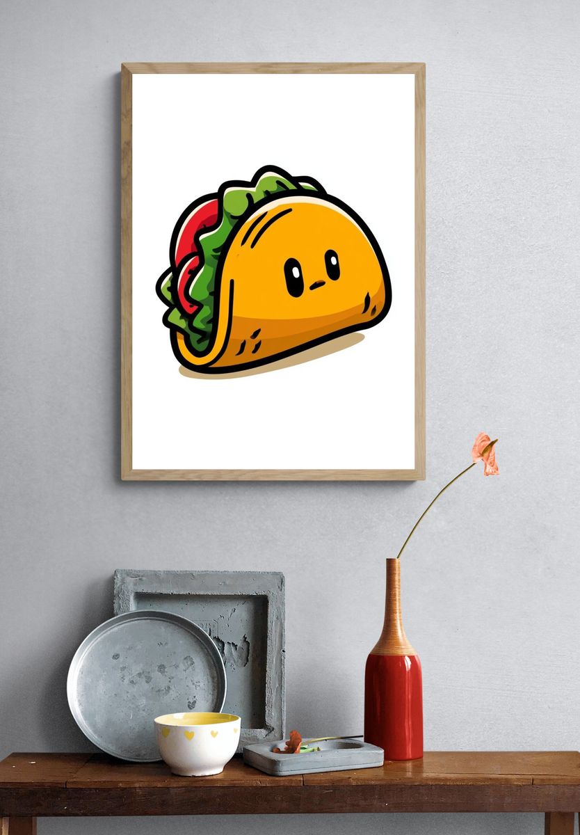 Cute Taco Cartoon Poster. — room view 3