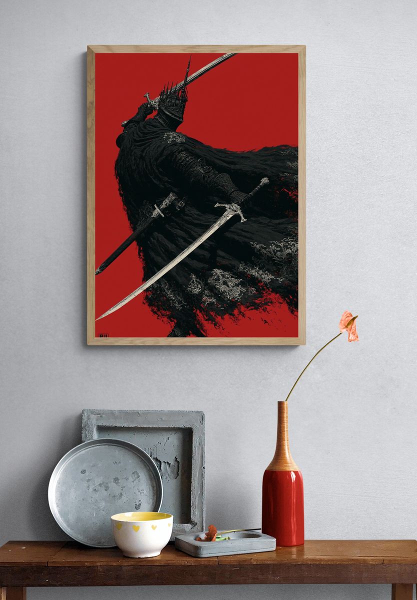 Dark Knight Duelist Illustration Poster. — room view 3