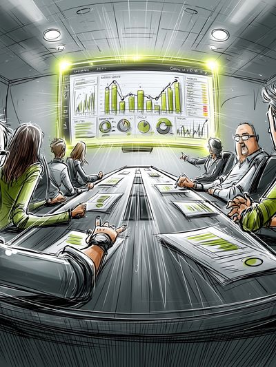 Futuristic Boardroom Meeting Illustration Poster. poster