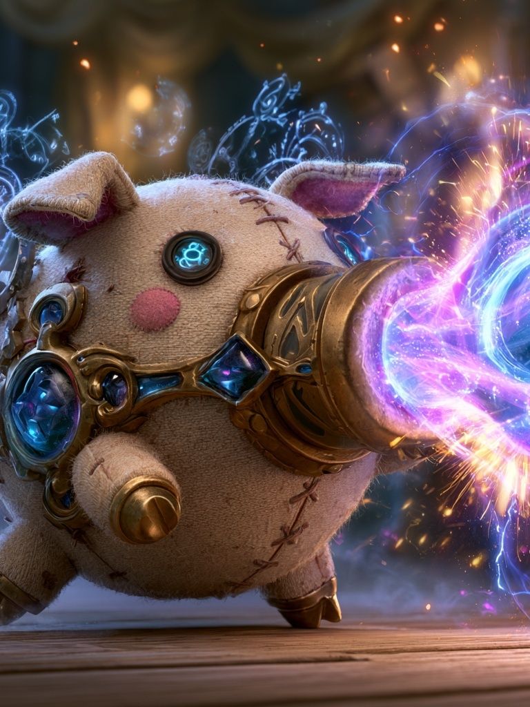 Arcane Plush Pig Digital Art Poster. poster detail