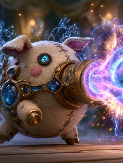 Arcane Plush Pig Digital Art Poster.