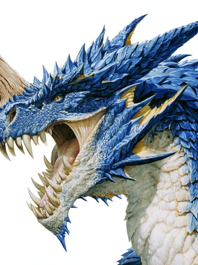 Blue Dragon Head Illustration Poster. poster detail