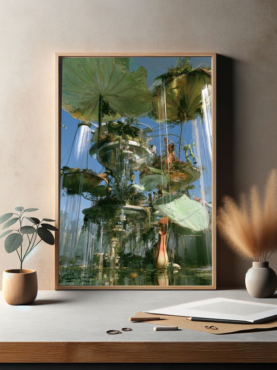 Floating Botanical Garden Illustration Print. — room view 2