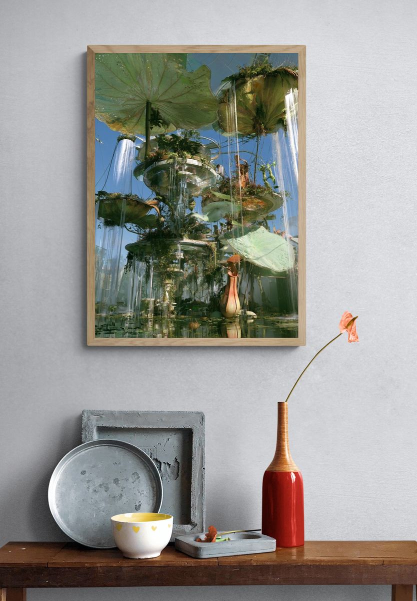 Floating Botanical Garden Illustration Print. — room view 3