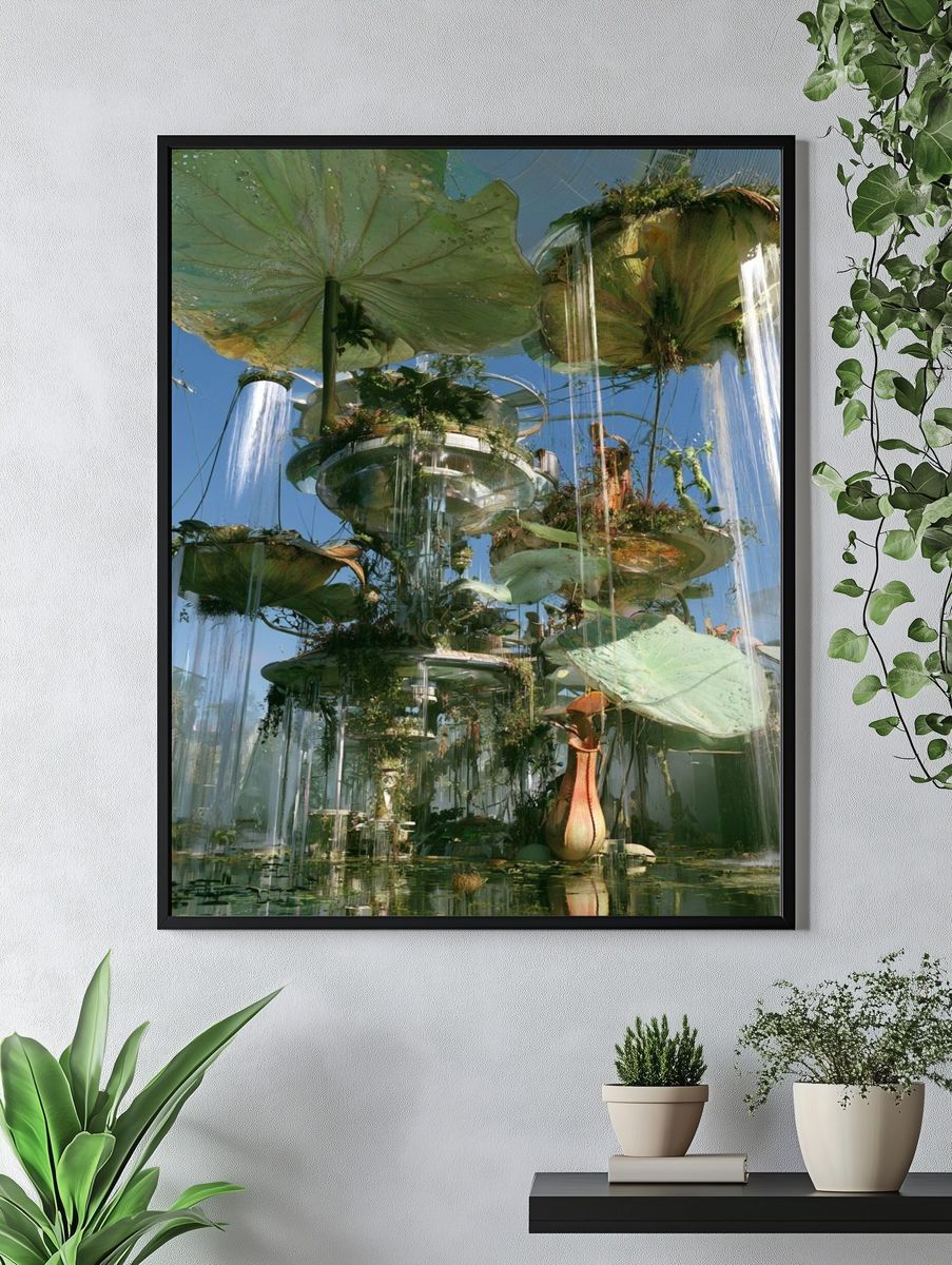 Floating Botanical Garden Illustration Print. — room view 4