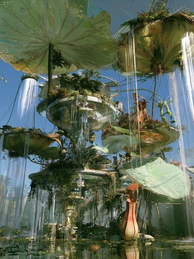 Floating Botanical Garden Illustration Print.