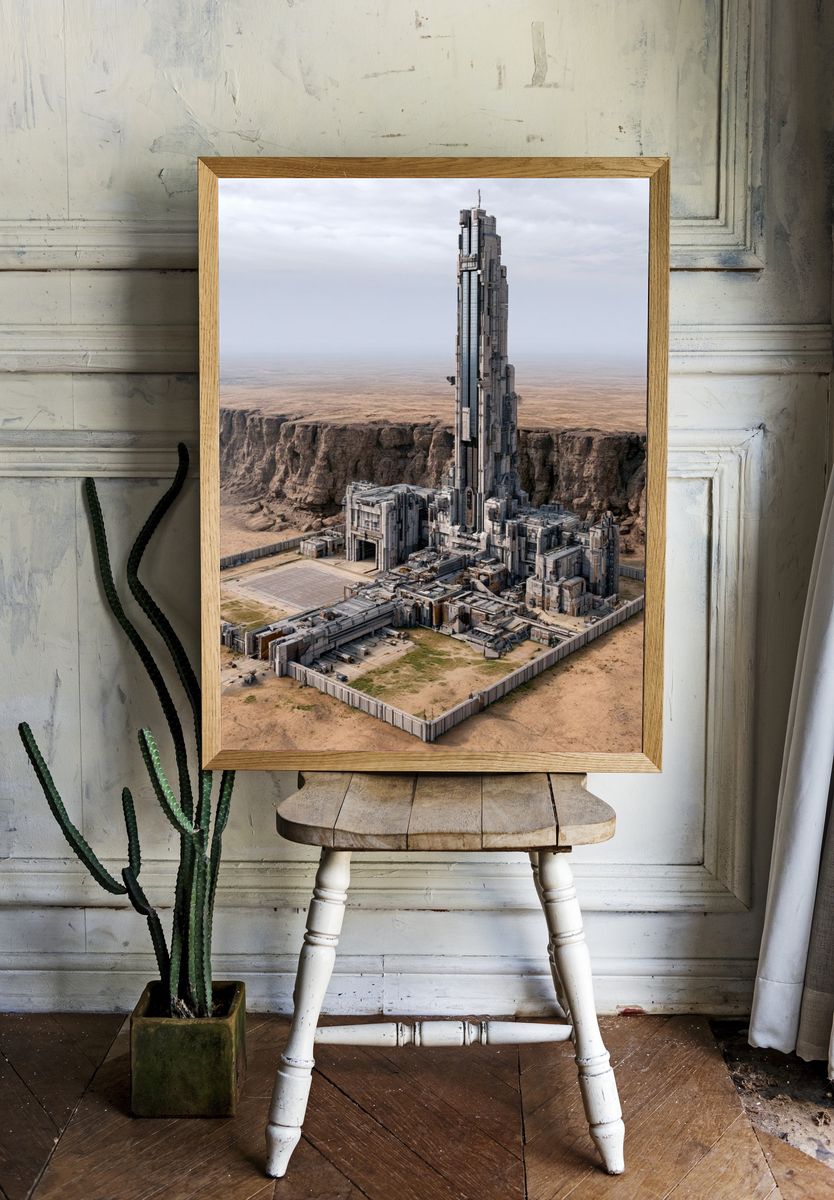 Desert Sci-Fi Tower Poster. room preview