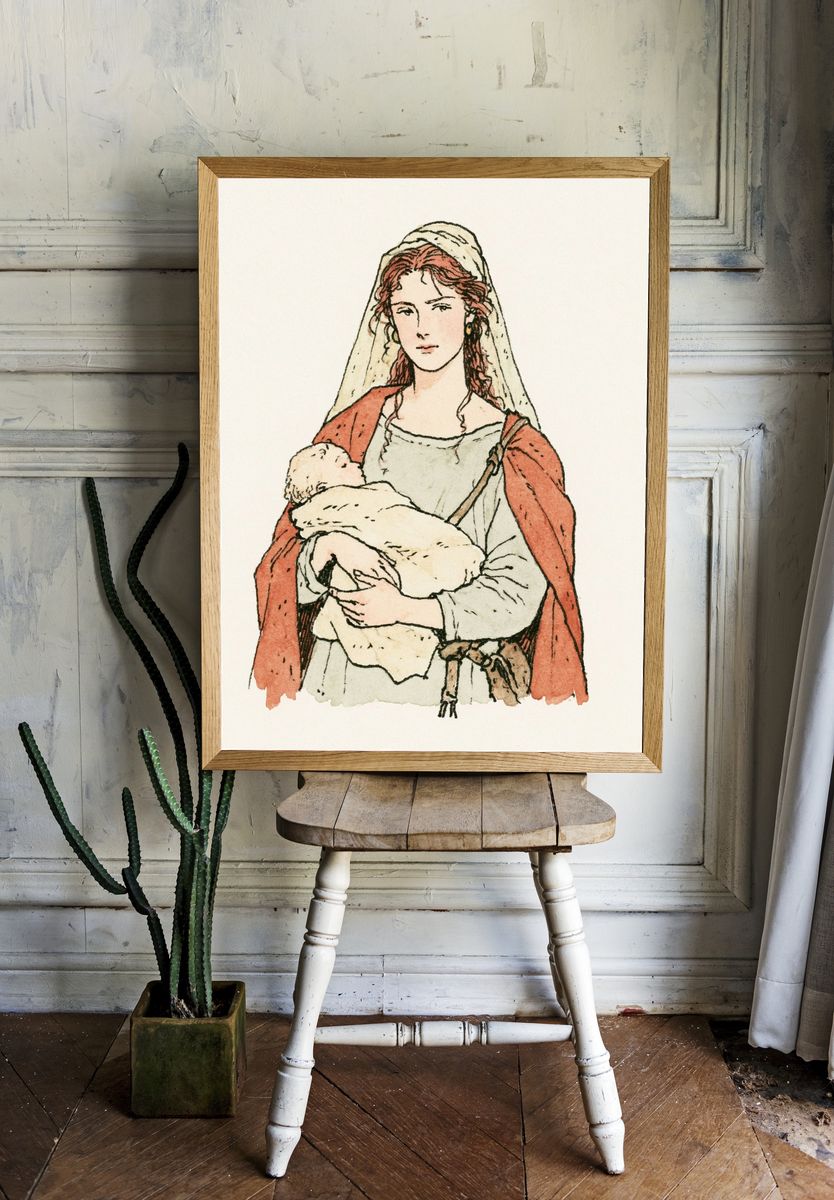 Veiled Woman Watercolor Poster. room preview