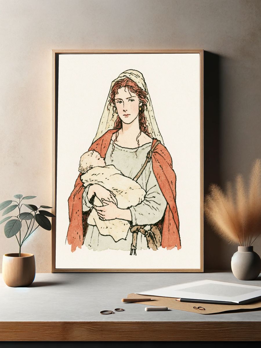Veiled Woman Watercolor Poster. — room view 2