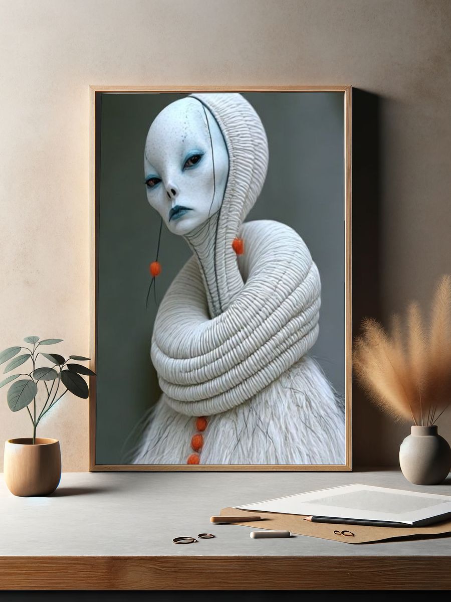 Surreal White Figure Illustration Poster. — room view 2
