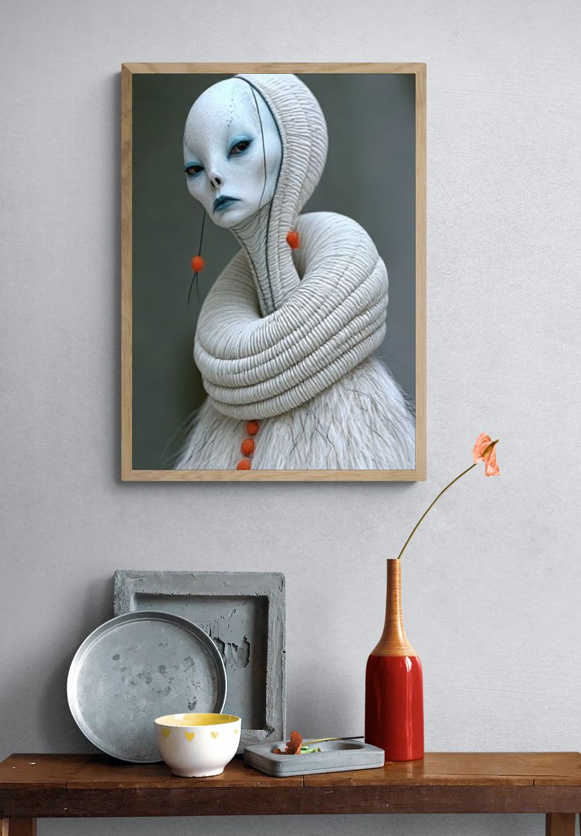 Surreal White Figure Illustration Poster. — room view 3