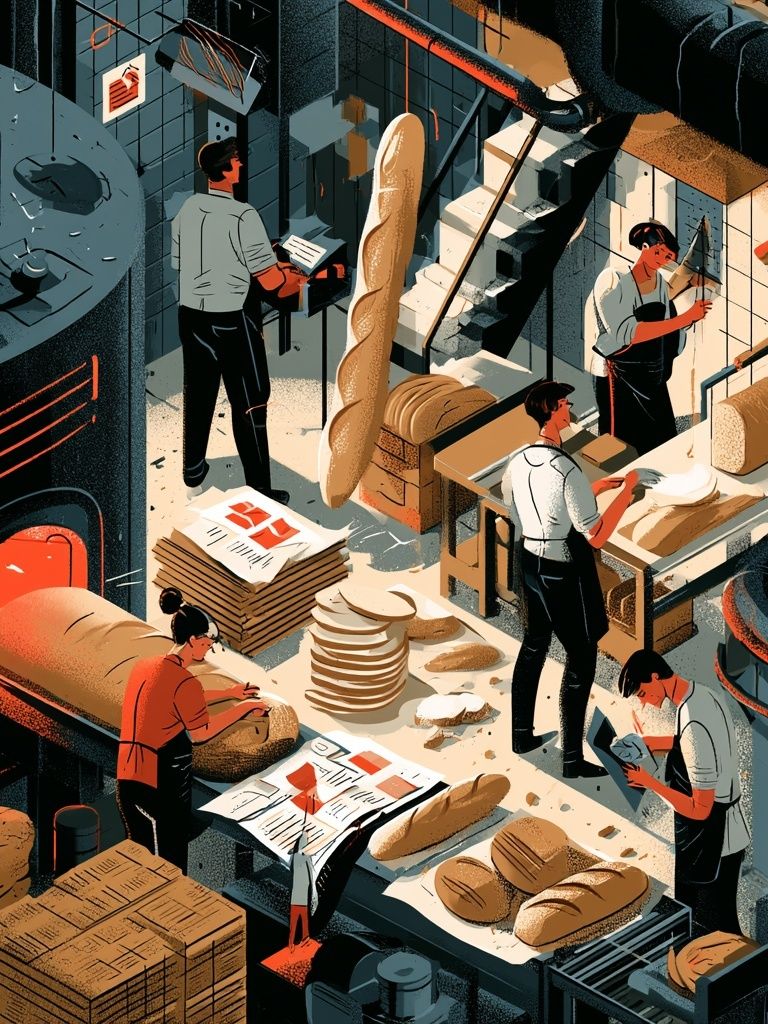 Artisan Bakery Workshop Illustration Poster. poster — illustration art