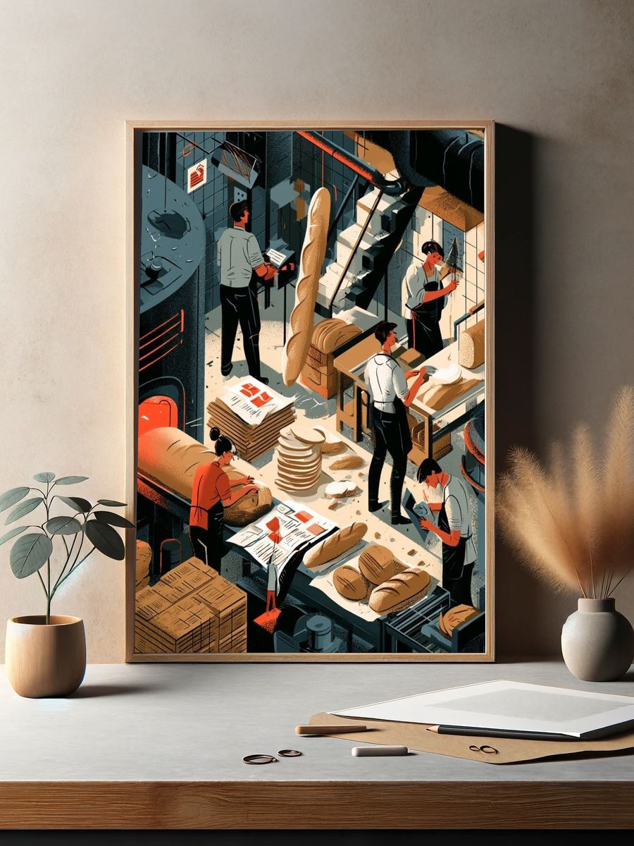 Artisan Bakery Workshop Illustration Poster. — room view 2