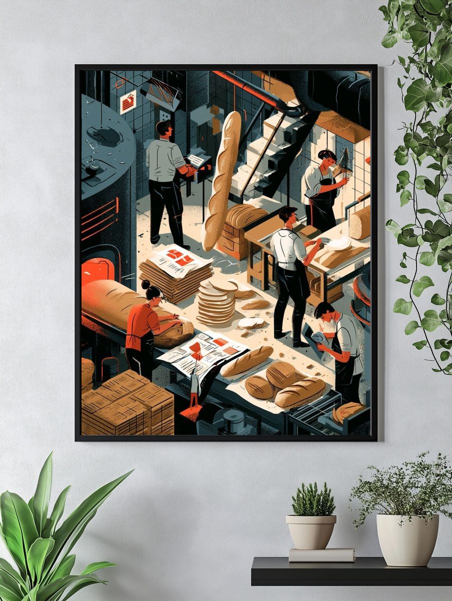 Artisan Bakery Workshop Illustration Poster. — room view 4