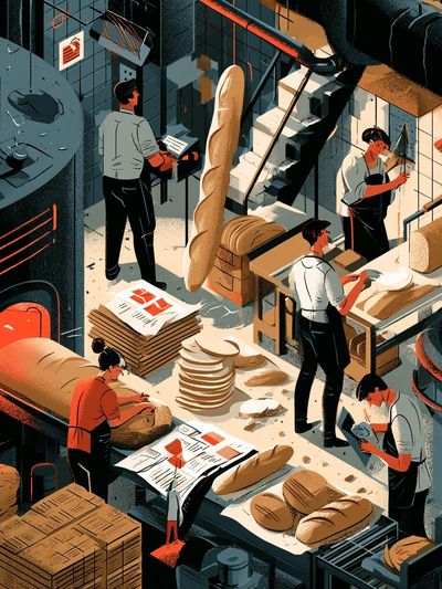 Artisan Bakery Workshop Illustration Poster.