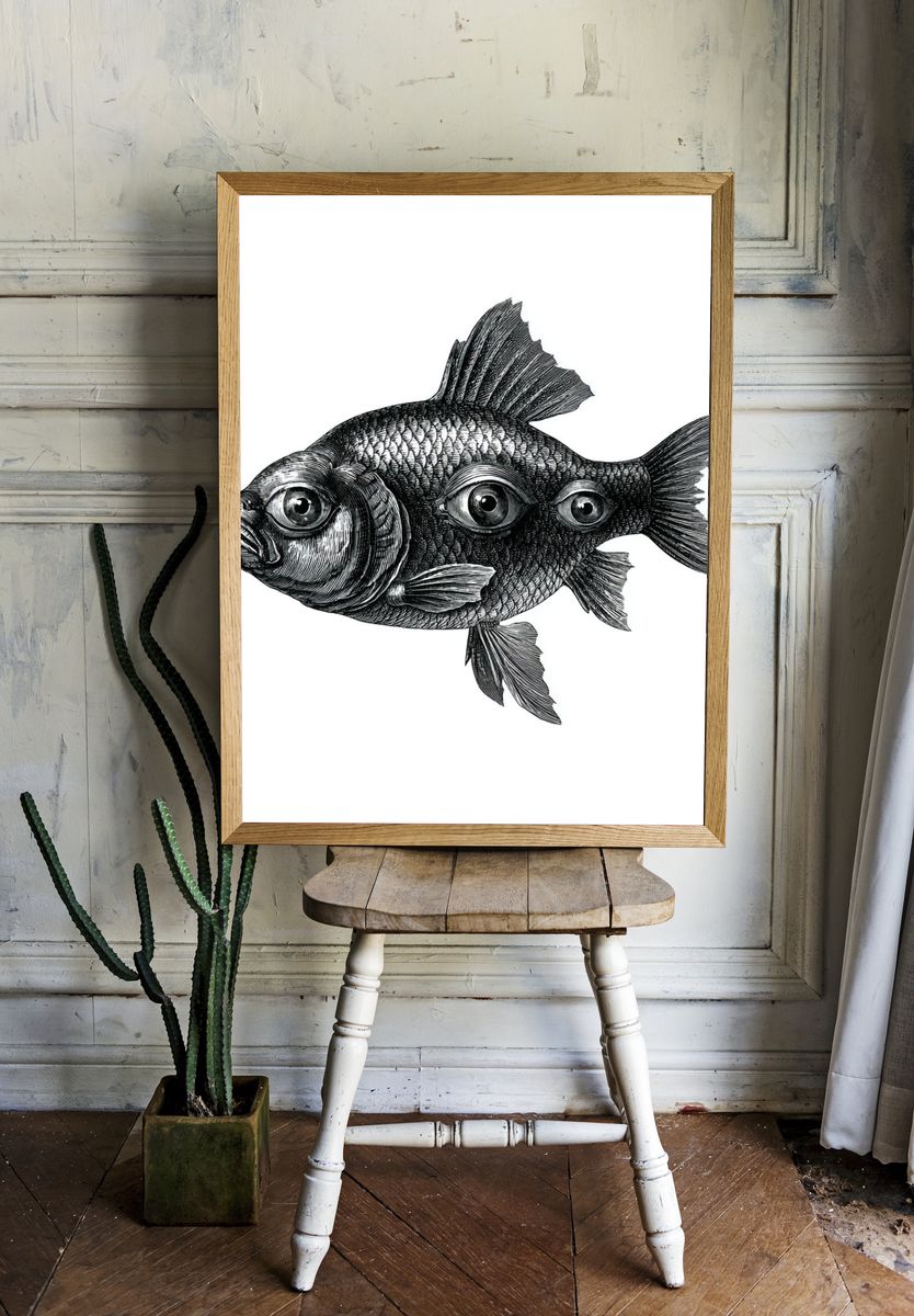 Surreal Fish Ink Poster. — room view 1