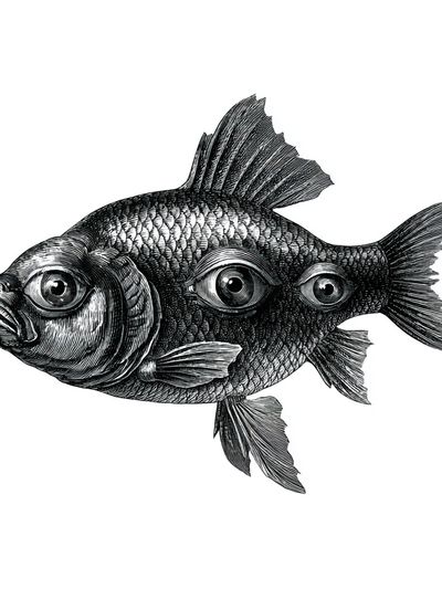 Surreal Fish Ink Poster. poster print