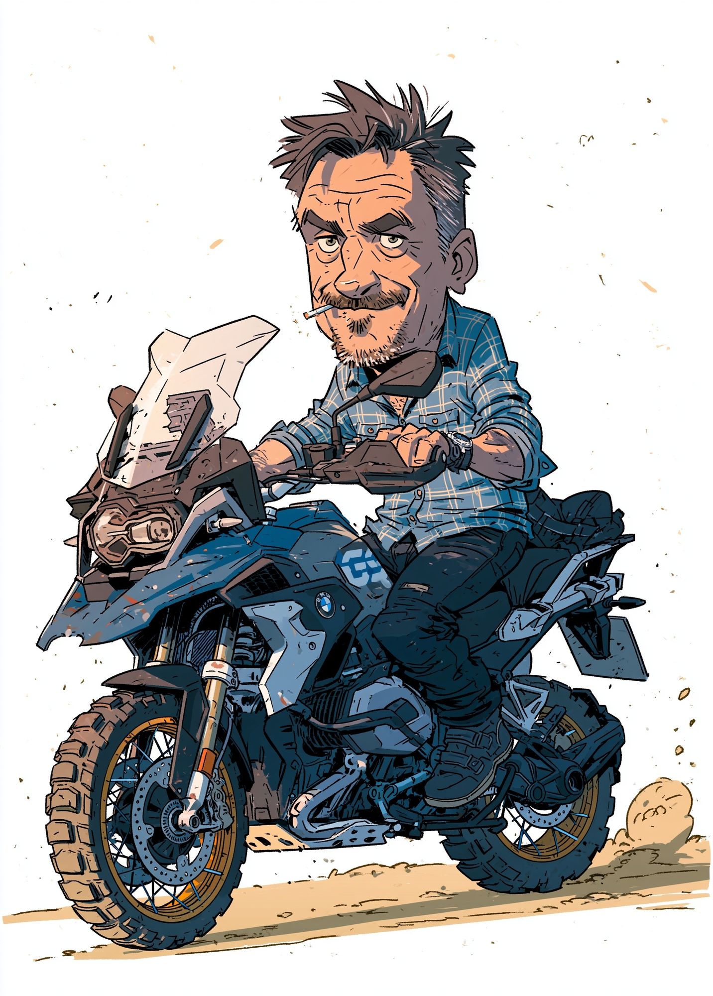 Motorcycle Rider Cartoon Illustration Poster. poster — illustration art