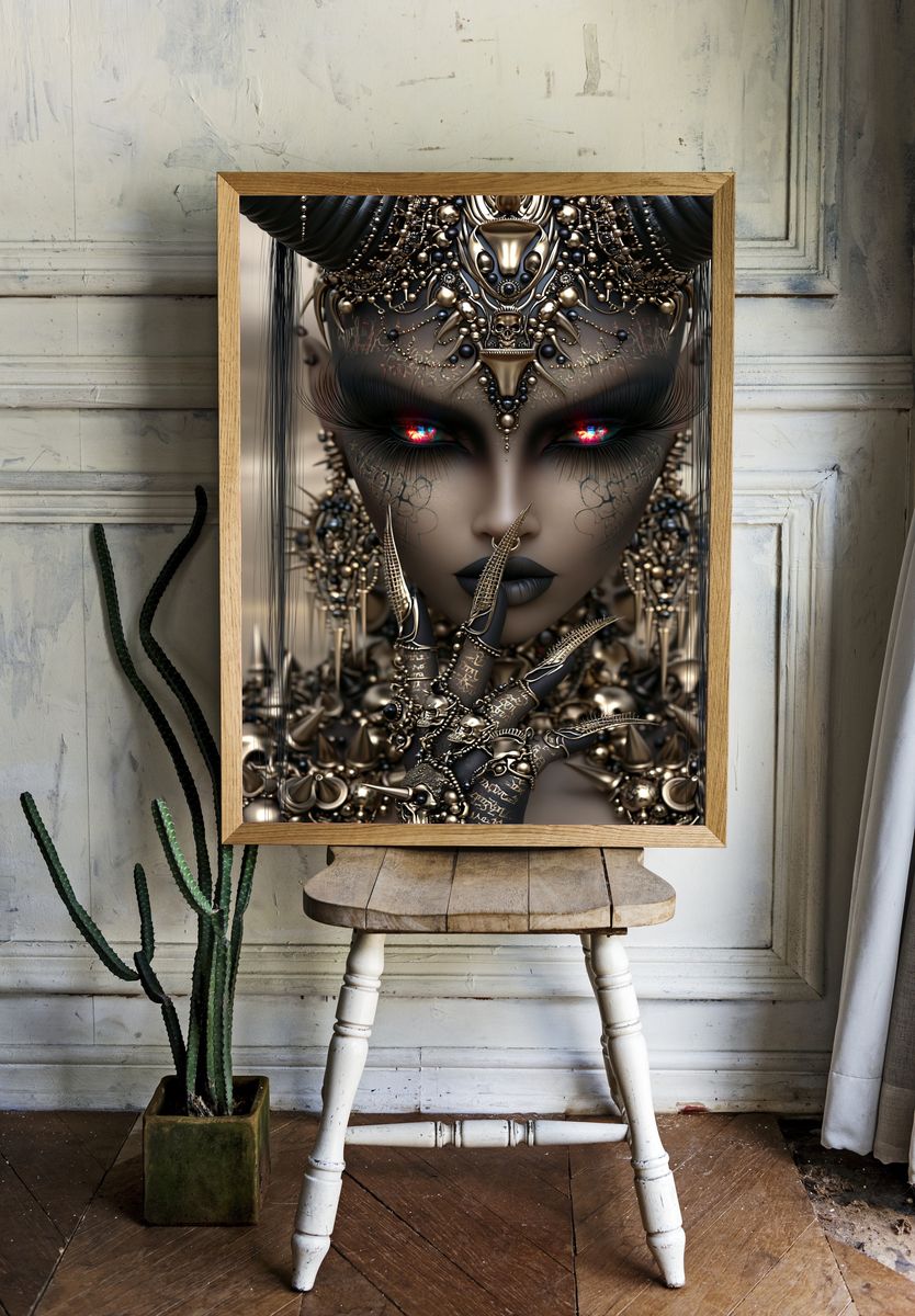 Gothic Cyber Queen Illustration Poster. — room view 1