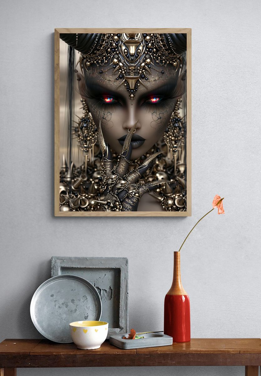 Gothic Cyber Queen Illustration Poster. — room view 3