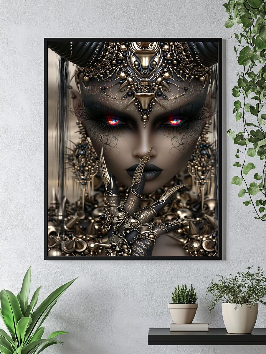 Gothic Cyber Queen Illustration Poster. — room view 4