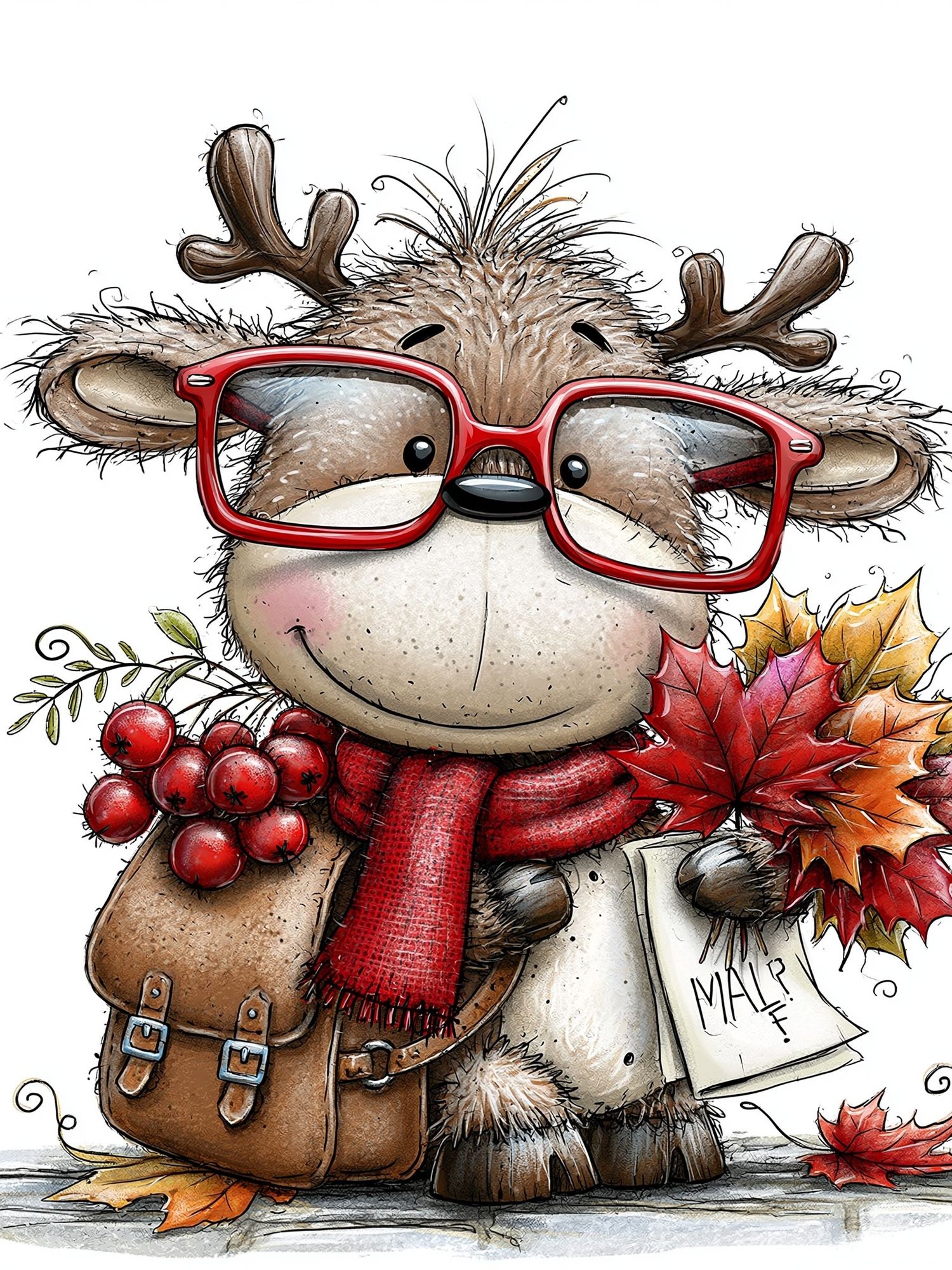 Autumn Reindeer Illustration Poster. poster — illustration art