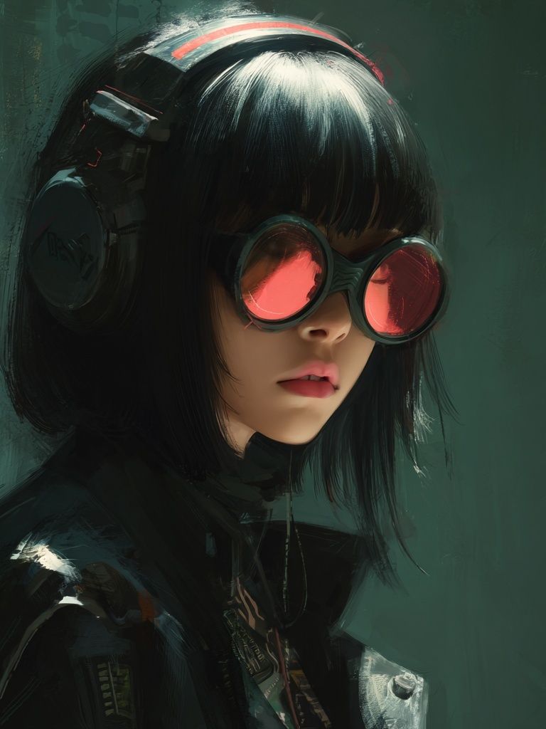 Cyberpunk Girl Portrait Print. poster detail