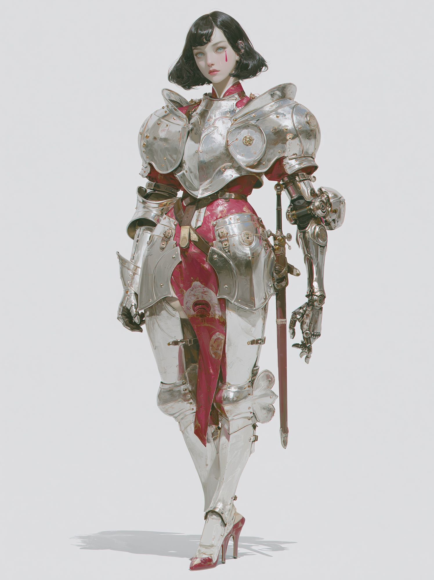 Armored Cyberpunk Woman Illustration Poster. poster detail
