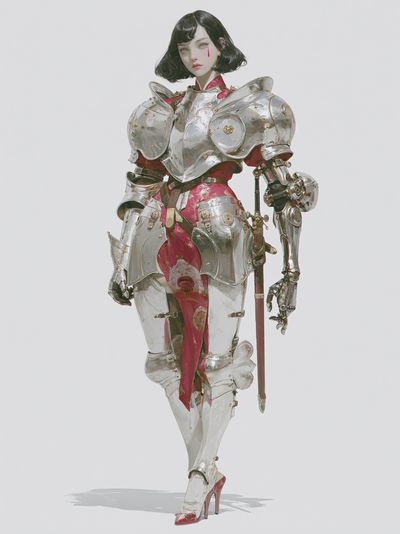 Armored Cyberpunk Woman Illustration Poster.