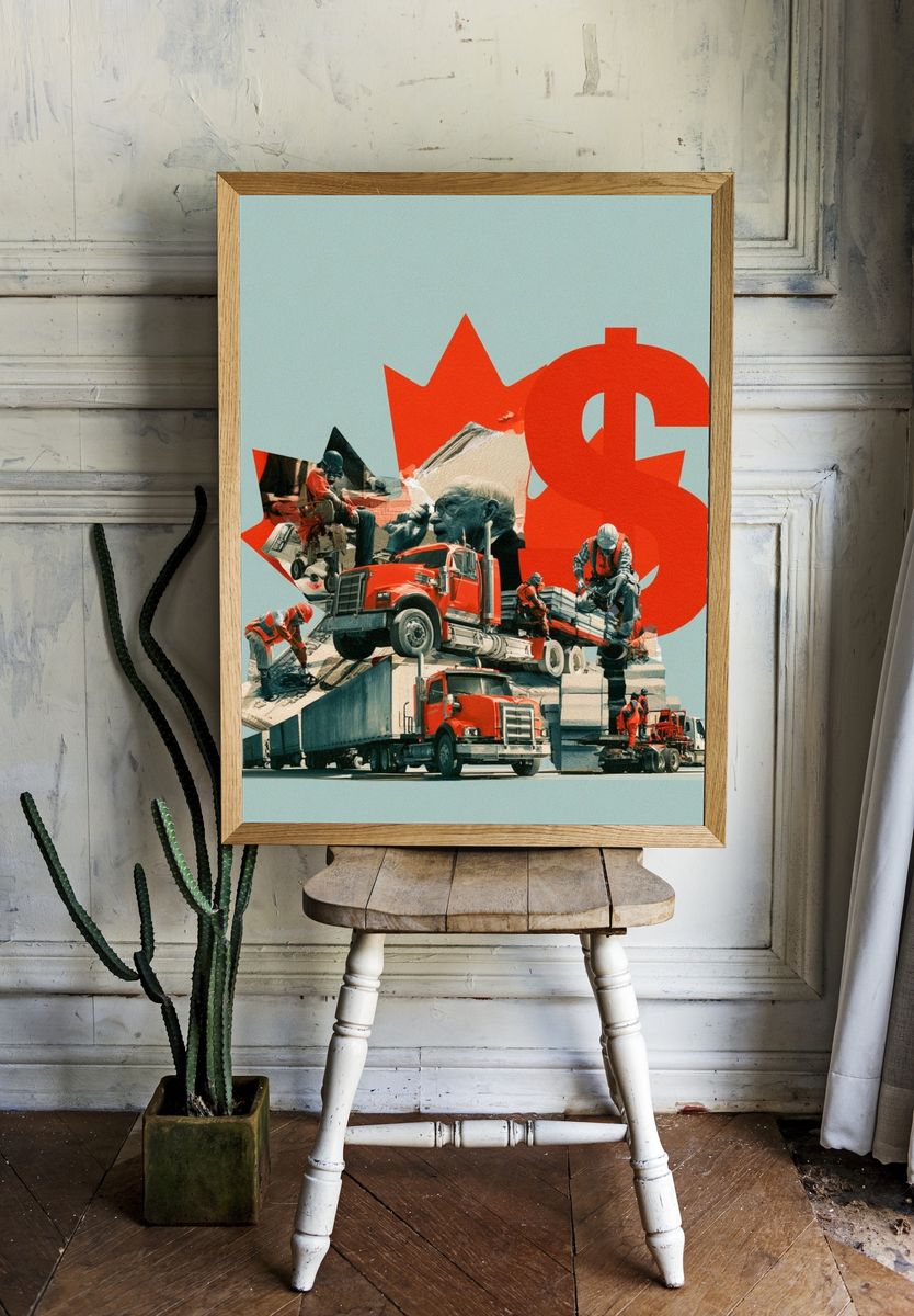 Red Truck Collage Illustration Poster. — room view 1