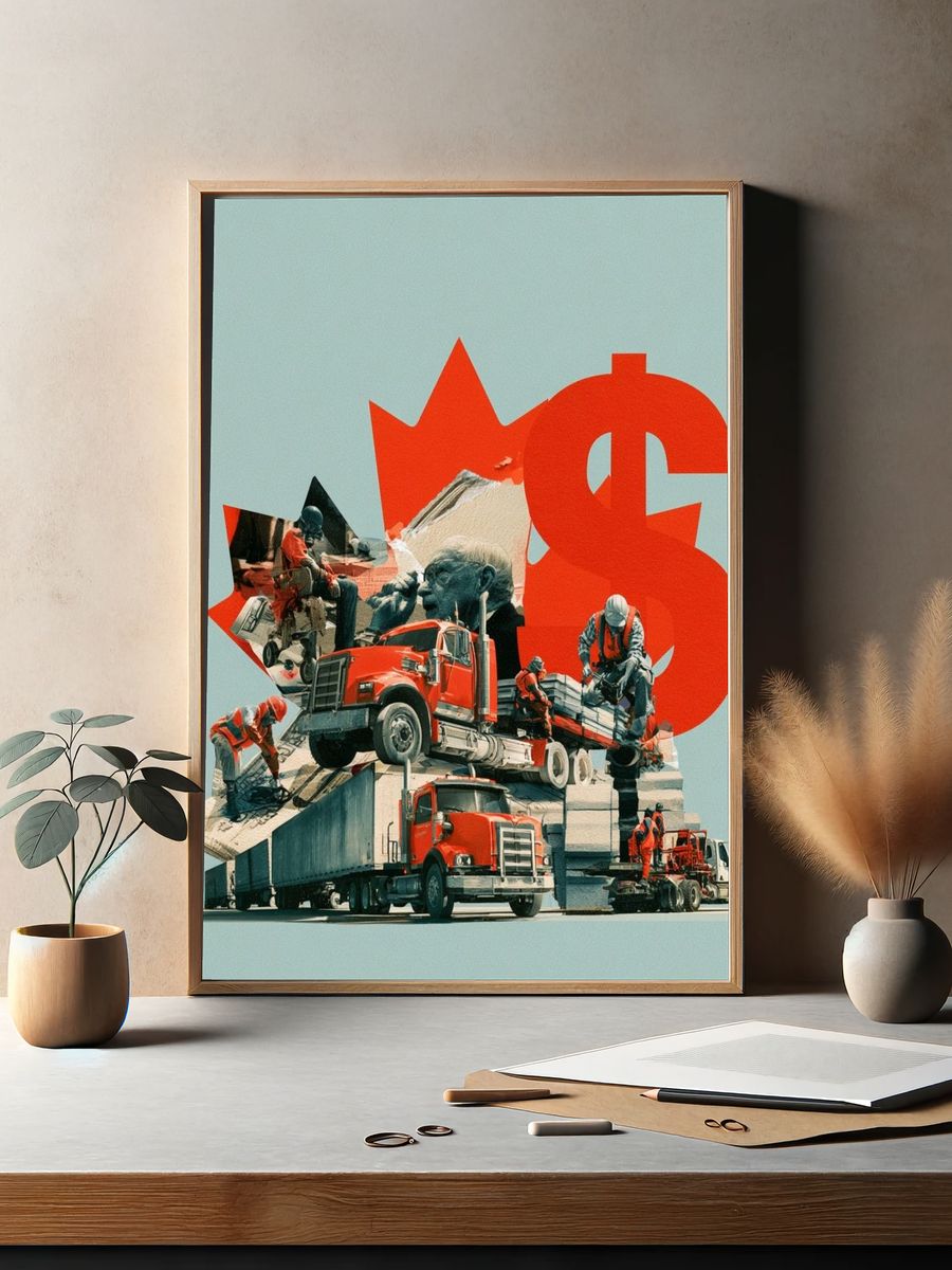 Red Truck Collage Illustration Poster. — room view 2