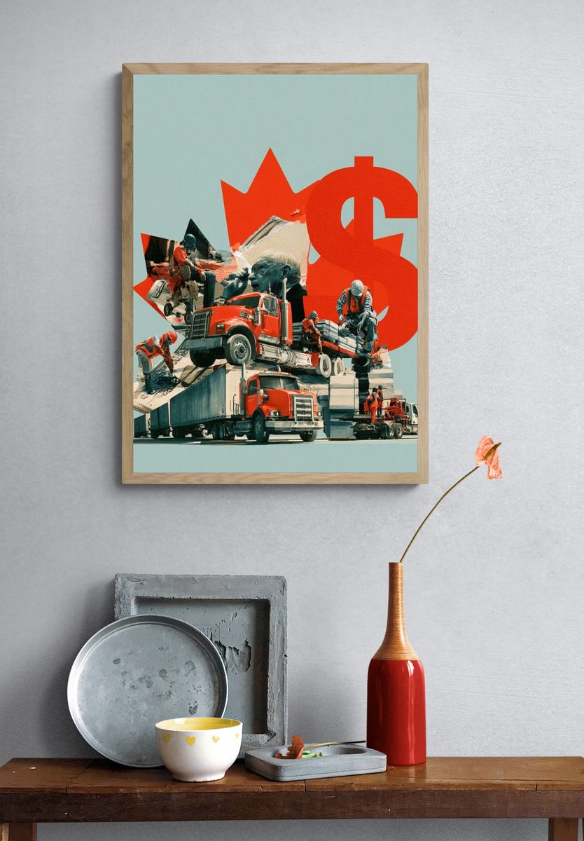 Red Truck Collage Illustration Poster. — room view 3