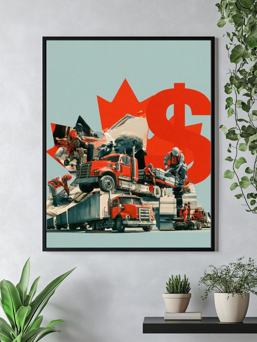 Red Truck Collage Illustration Poster. — room view 4