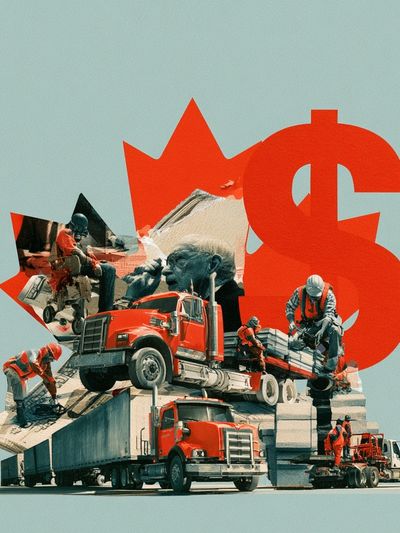 Red Truck Collage Illustration Poster. poster