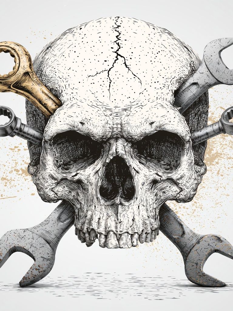 Skull and Wrenches Illustration Poster. poster — illustration art