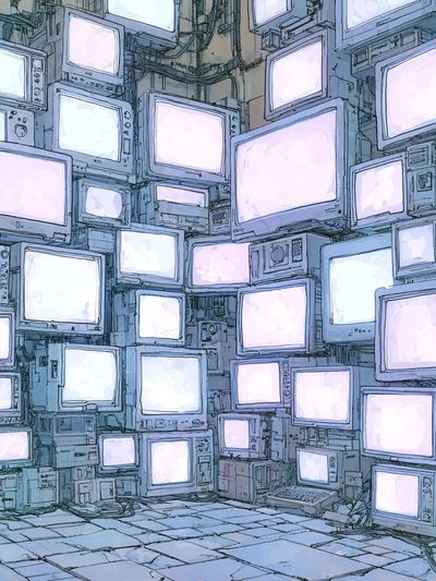 Retro TV Wall Illustration Poster.