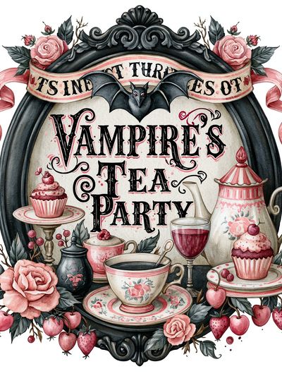 Vampire Tea Party Illustration Poster.