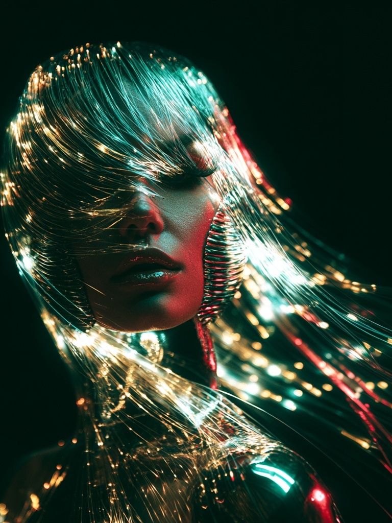 Neon Fiber Portrait Print. poster detail