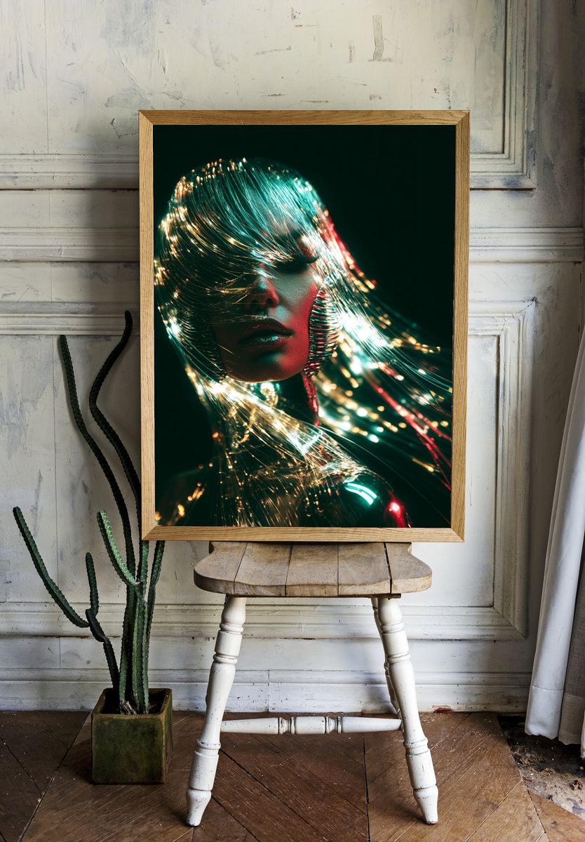 Neon Fiber Portrait Print. — room view 1